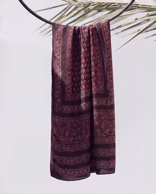 Silk Stole Hand Block Printed
