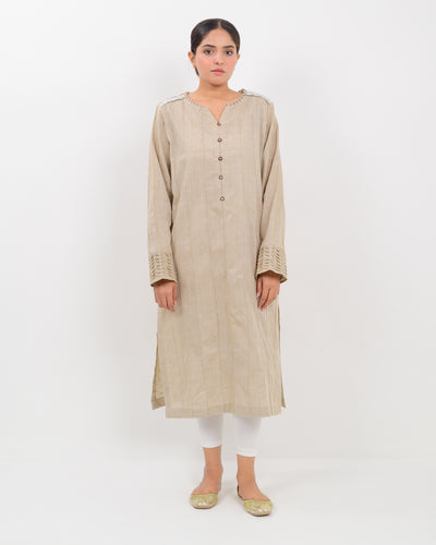 Kachi Sui Embroidered Khadi Shirt SSR-1667