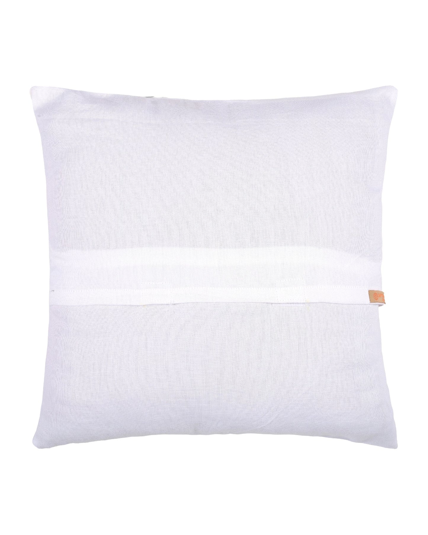 White cushion back
 with a small orange tag on a white background