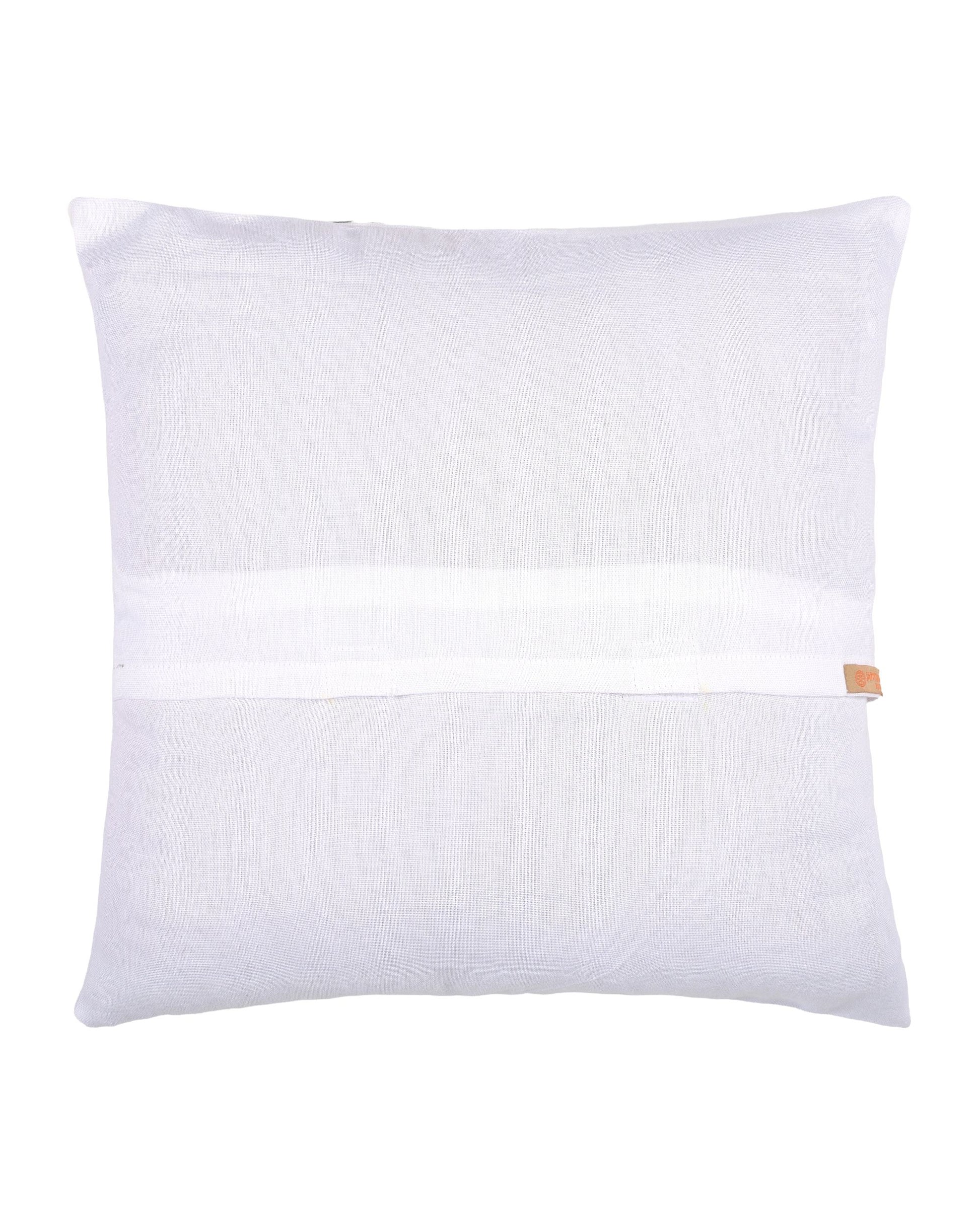 White cushion back
 with a small orange tag on a white background