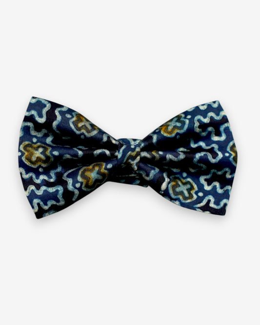 Navy Blue Geometric Silk BowTie