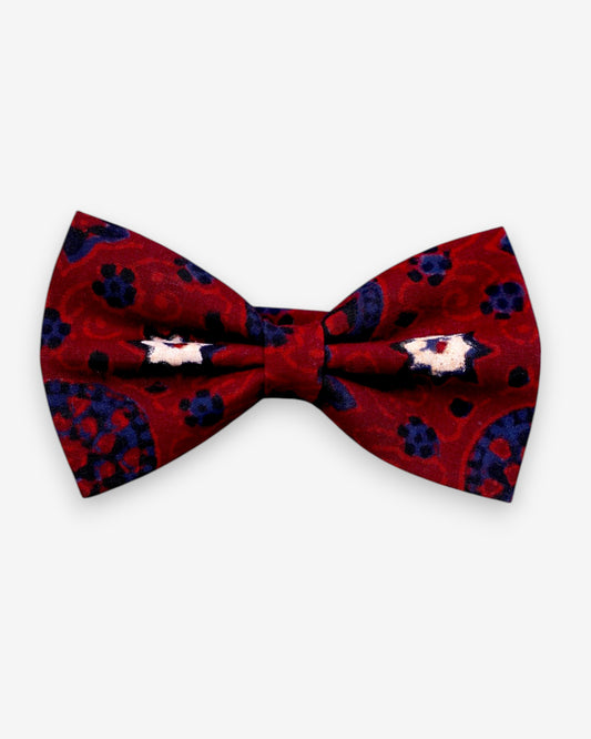 Maroon Ajrak Silk Bow Tie