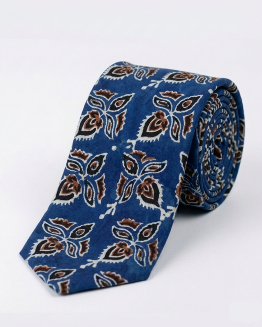 Natural Dye Silk Tie Indigo-Rust