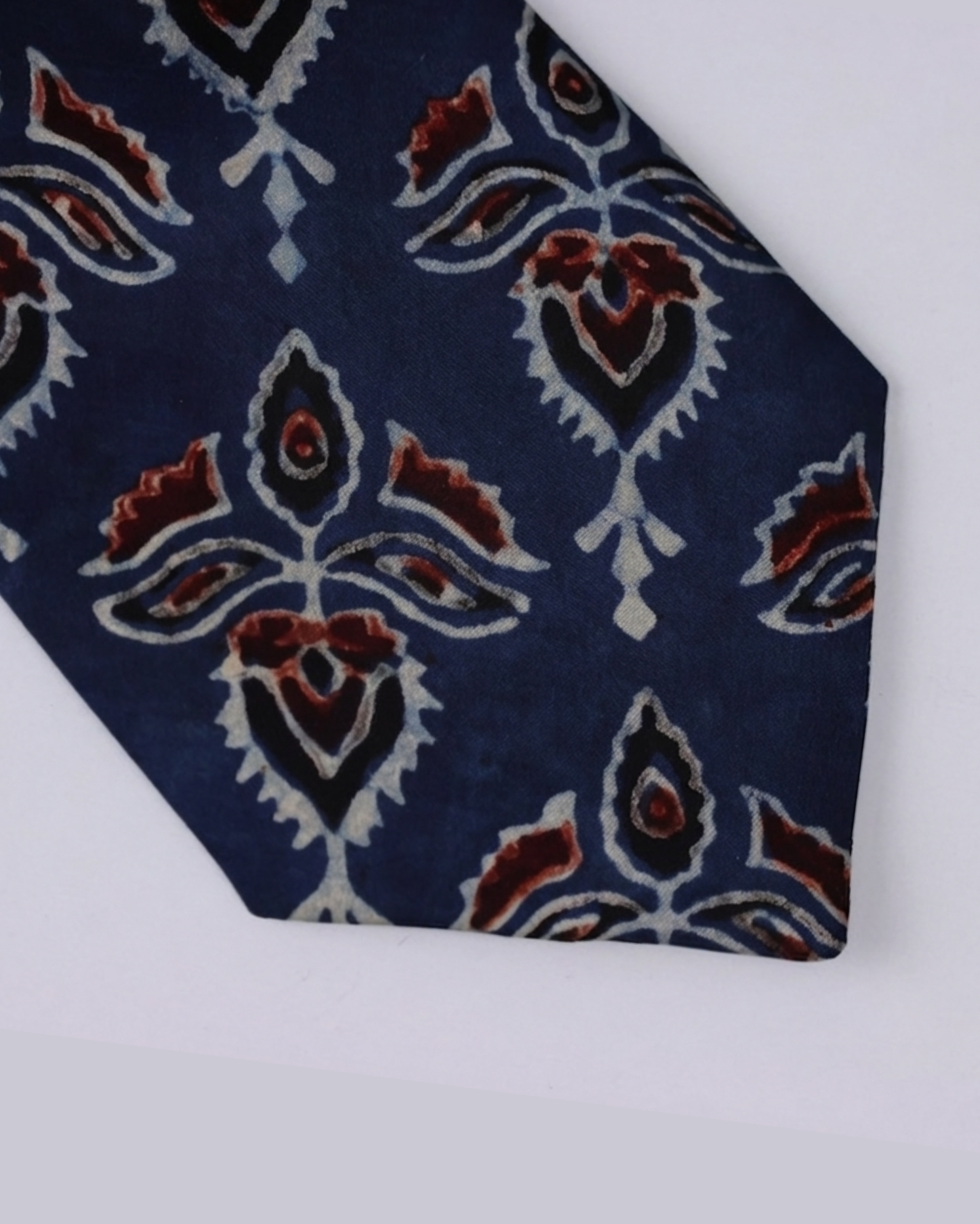 Natural Dye Silk Tie Indigo-Rust