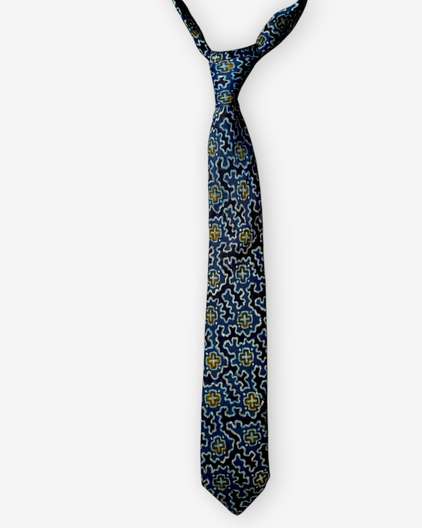 Navy Blue Geometric Silk Tie