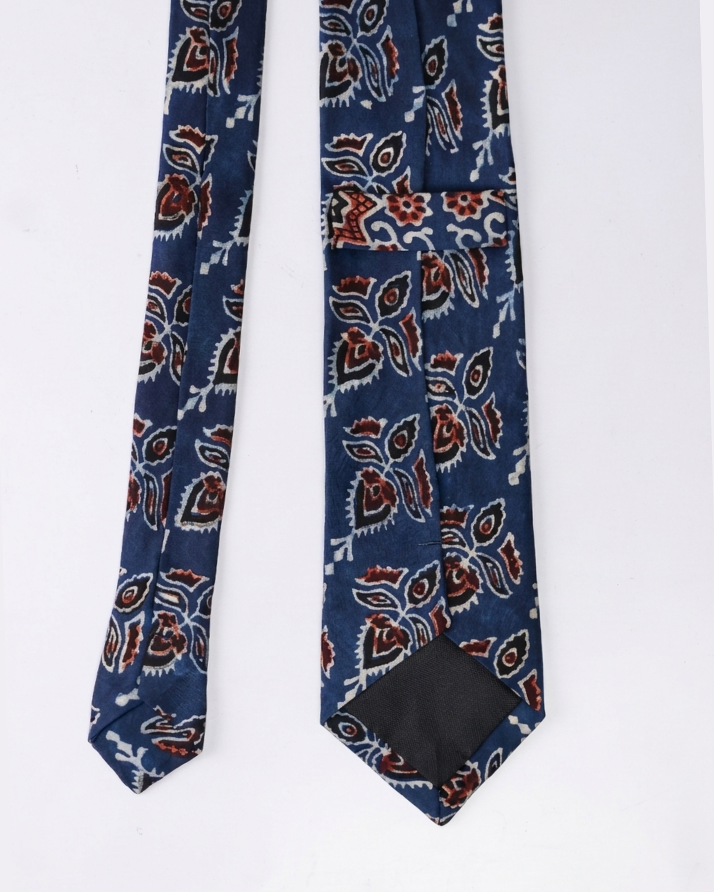 Natural Dye Silk Tie Indigo-Rust