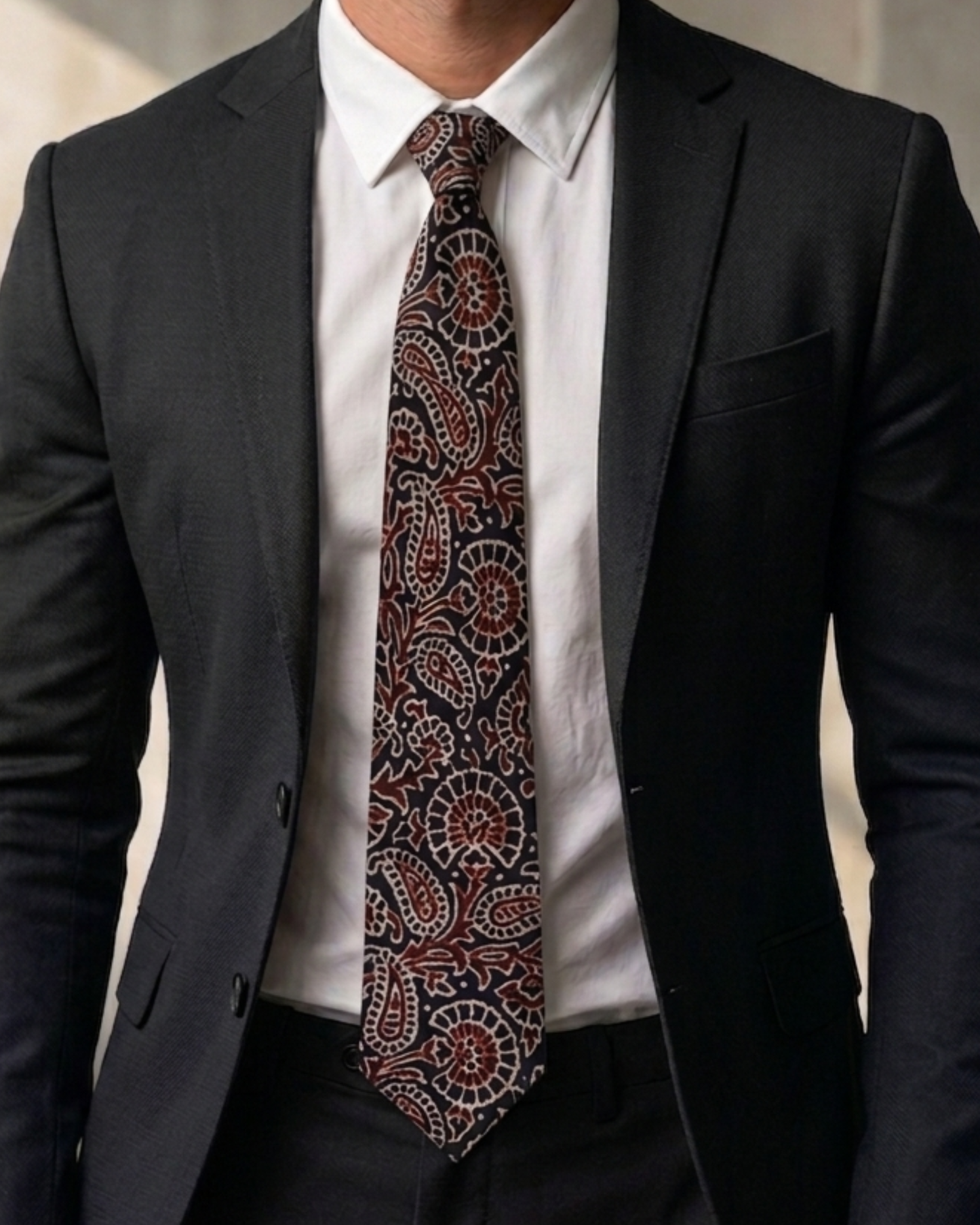 Natural Dye Silk Tie Midnight Paisley