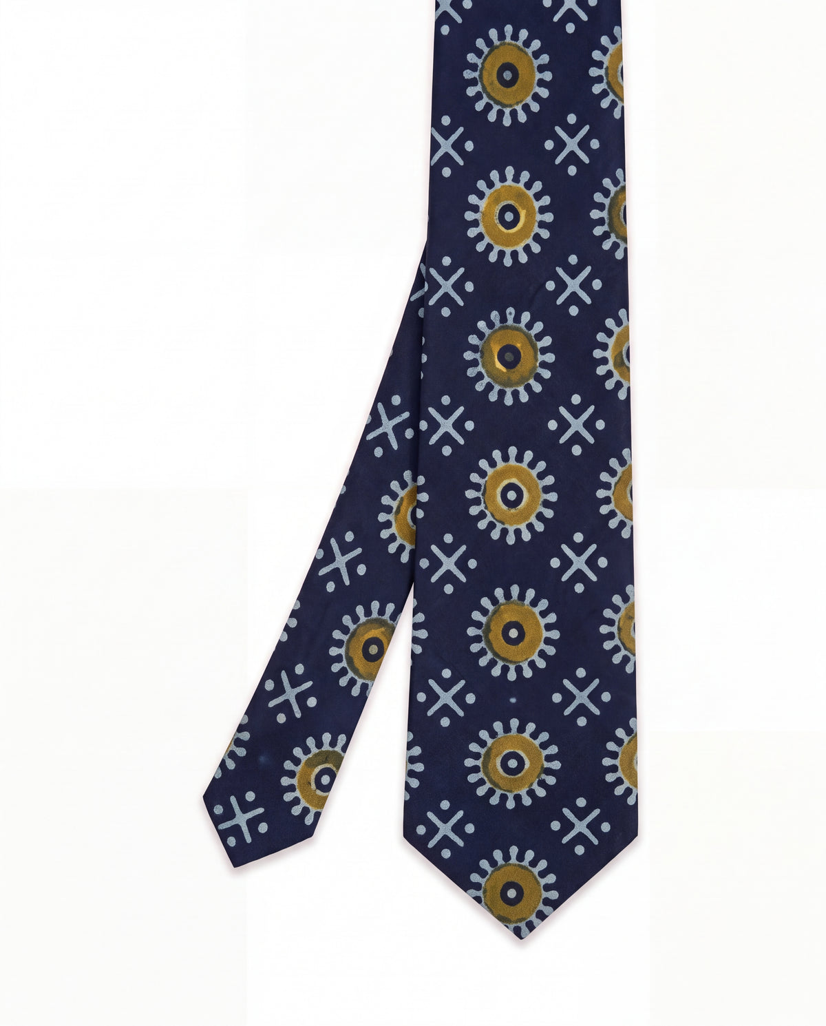 Natural Dye Silk Neck Tie Indigo Sun