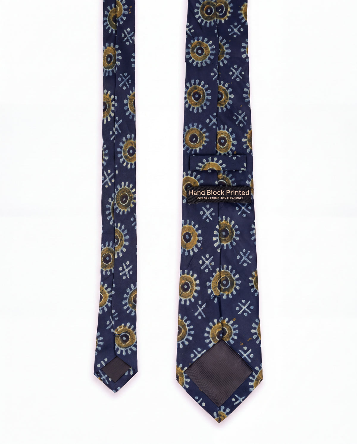 Natural Dye Silk Neck Tie Indigo Sun