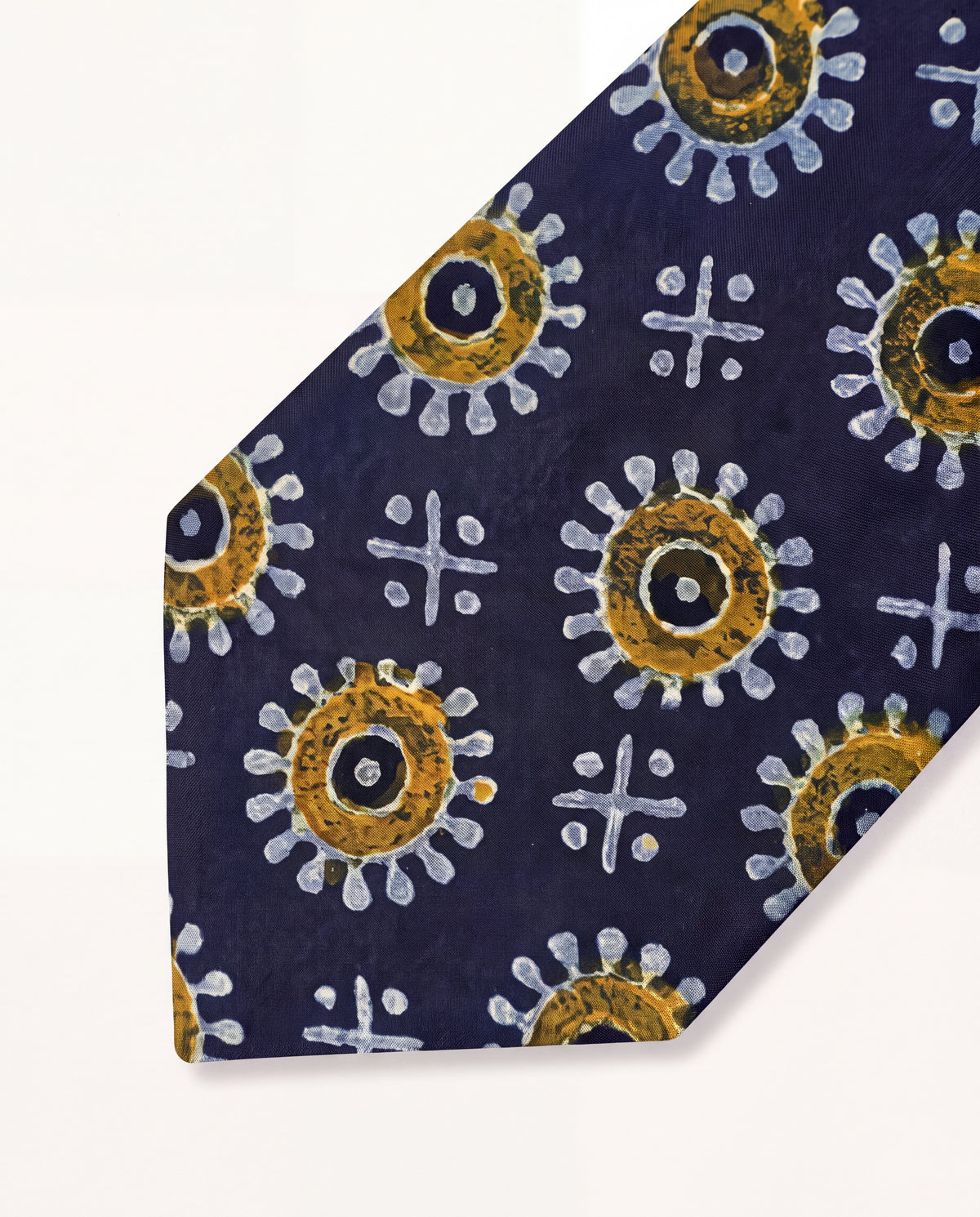 Natural Dye Silk Neck Tie Indigo Sun