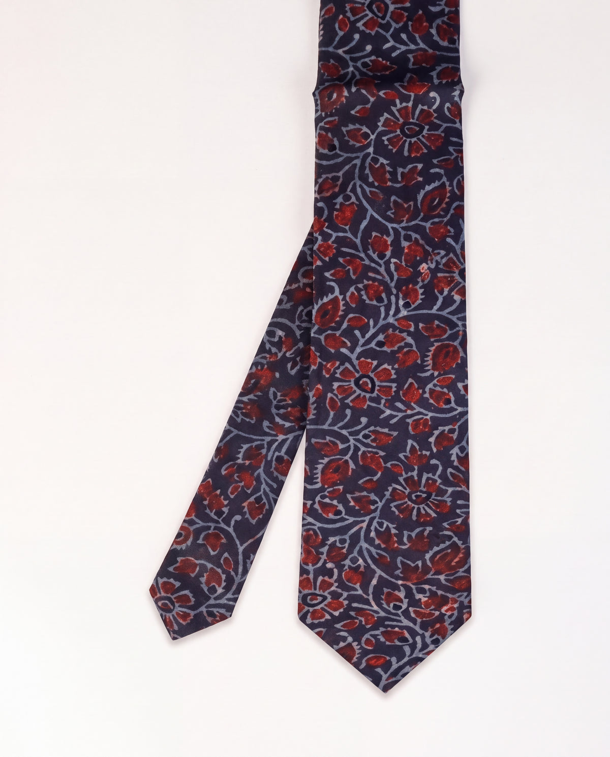 Natural Dye Silk Neck Tie Ruby Bloom