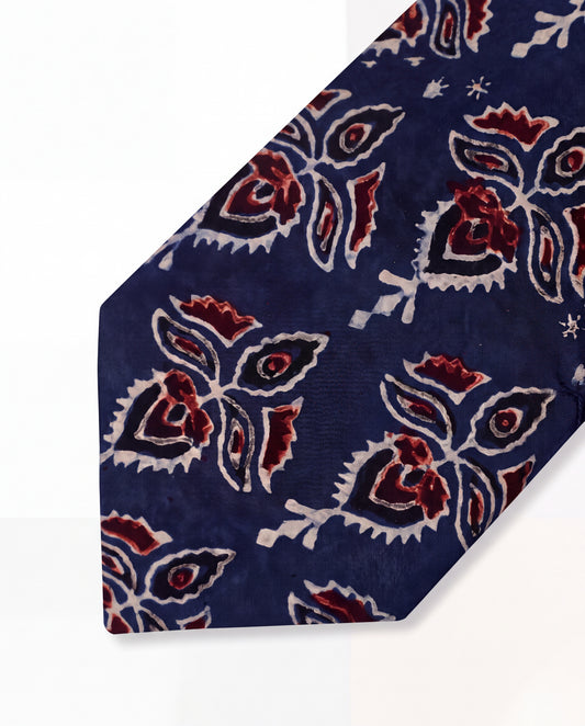 Natural Dye Silk Tie Indigo-Rust
