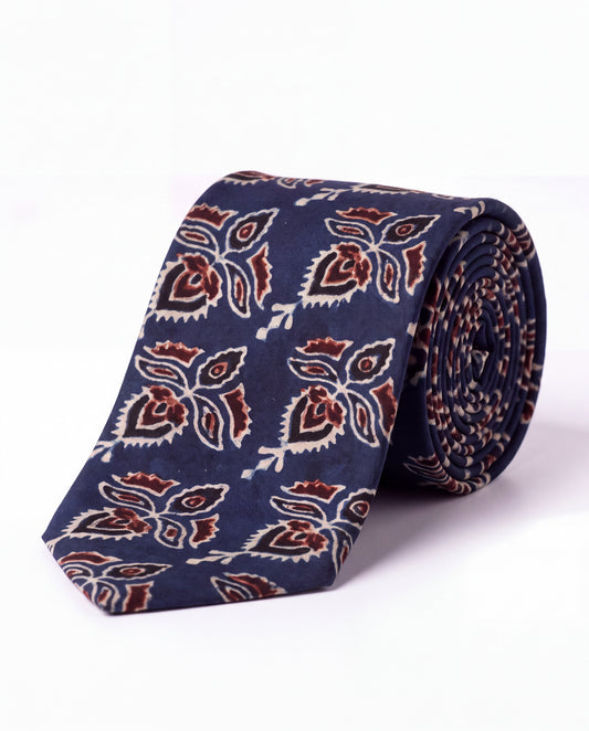 Natural Dye Silk Tie Indigo-Rust