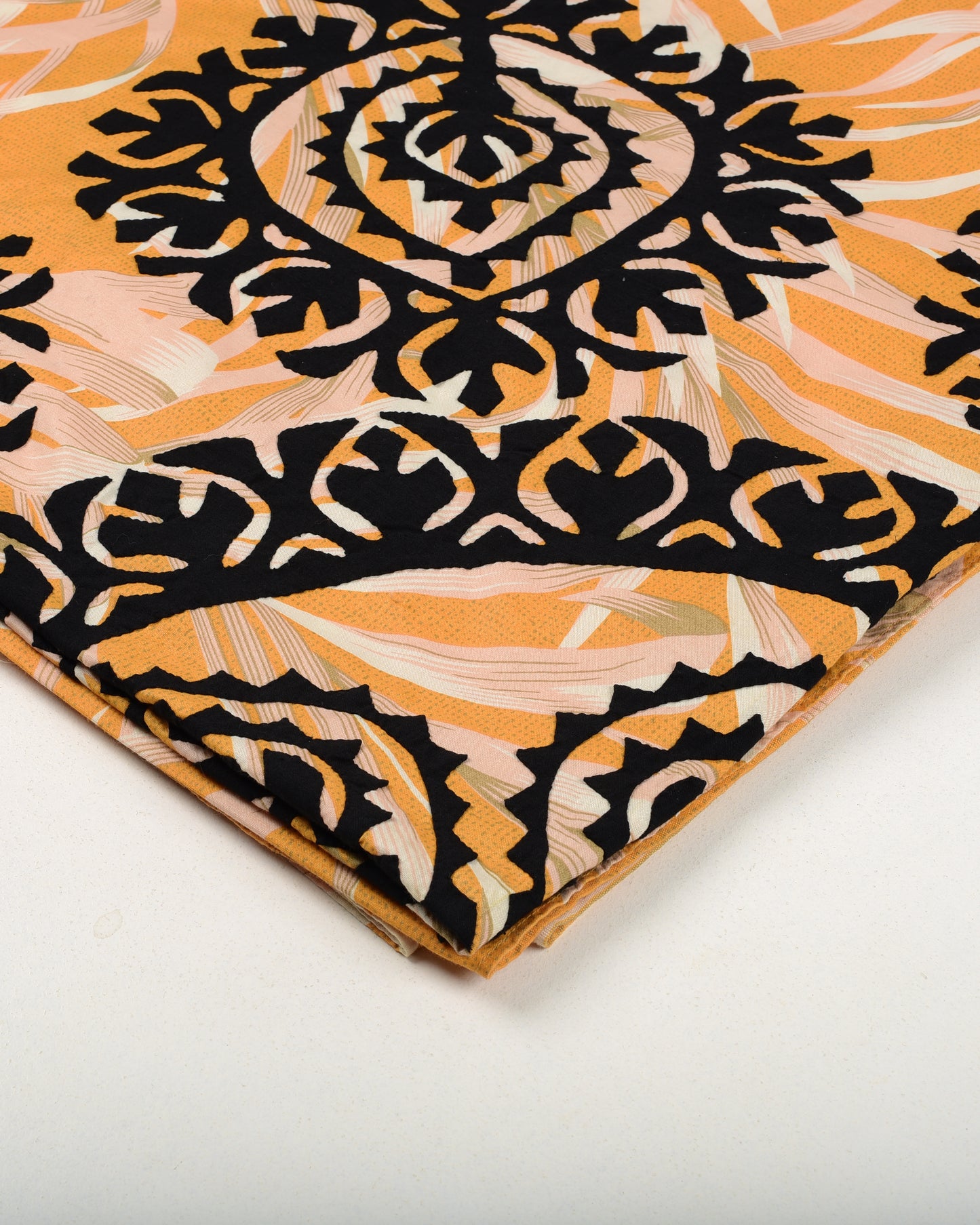 Black - Applique Bedsheet + 2 Pillow Covers SSR-1579