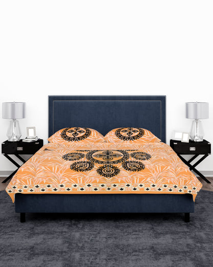 Black - Applique Bedsheet + 2 Pillow Covers SSR-1579