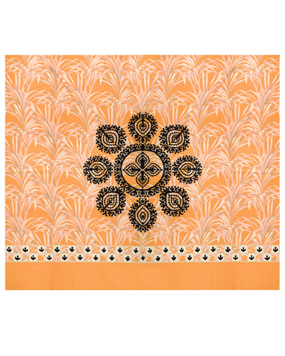 Black - Applique Bedsheet + 2 Pillow Covers SSR-1579