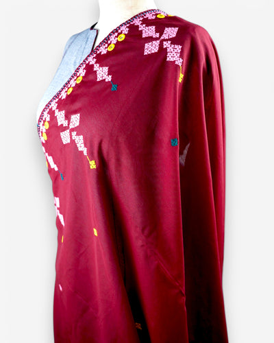 HURMUCH EMBRODIERY SHAWL MAROON
