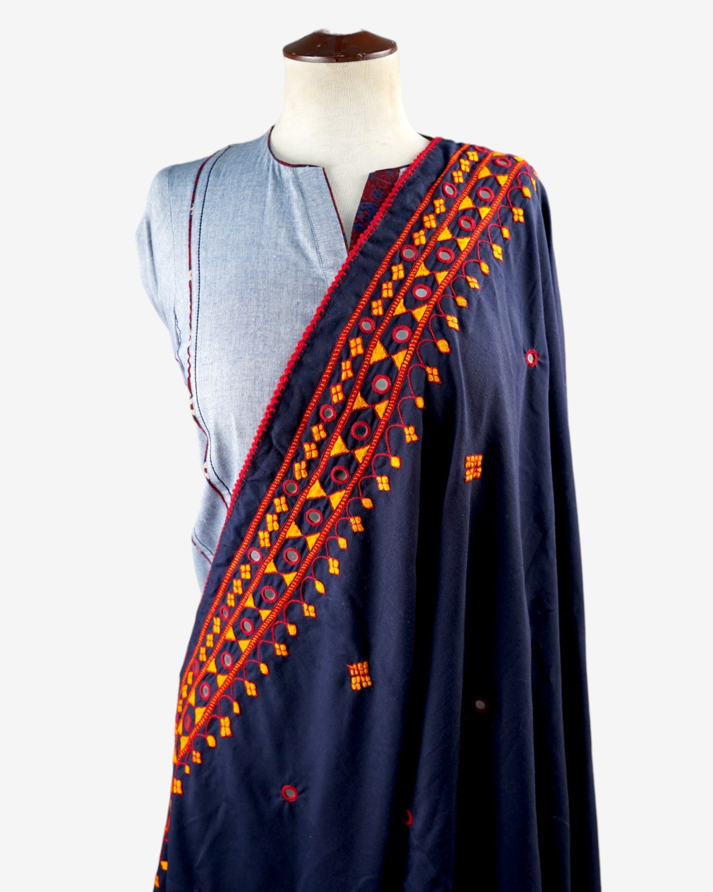 BALOCHI EMBRODIERY SHAWL BLUE