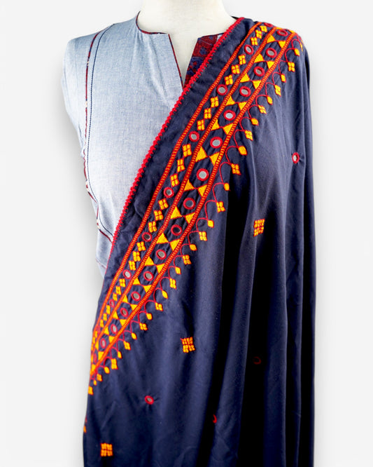 BALOCHI EMBRODIERY SHAWL BLUE