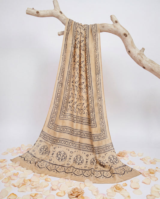 Silk Stole Hand Block Printed