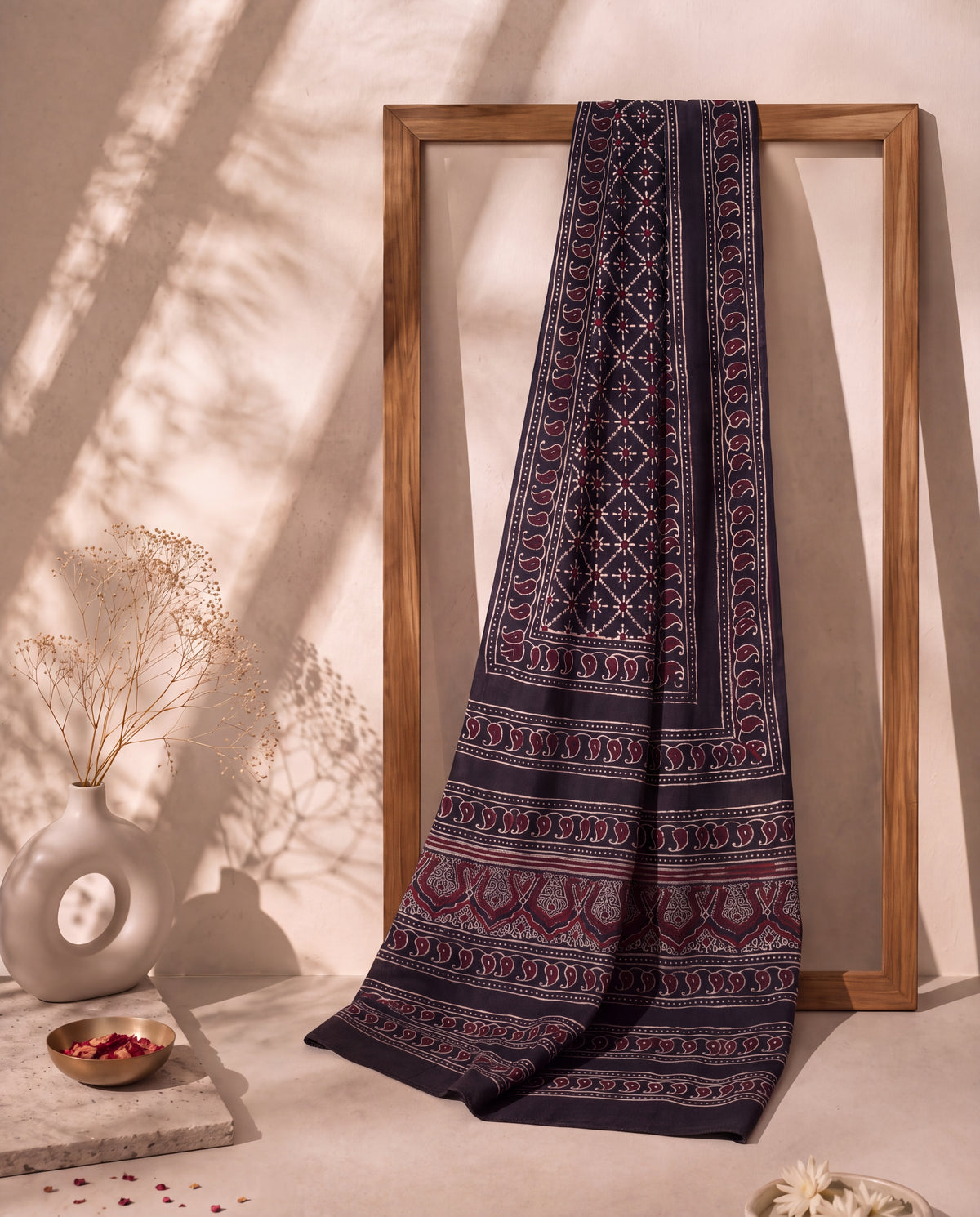 Silk Stole Hand Block Printed