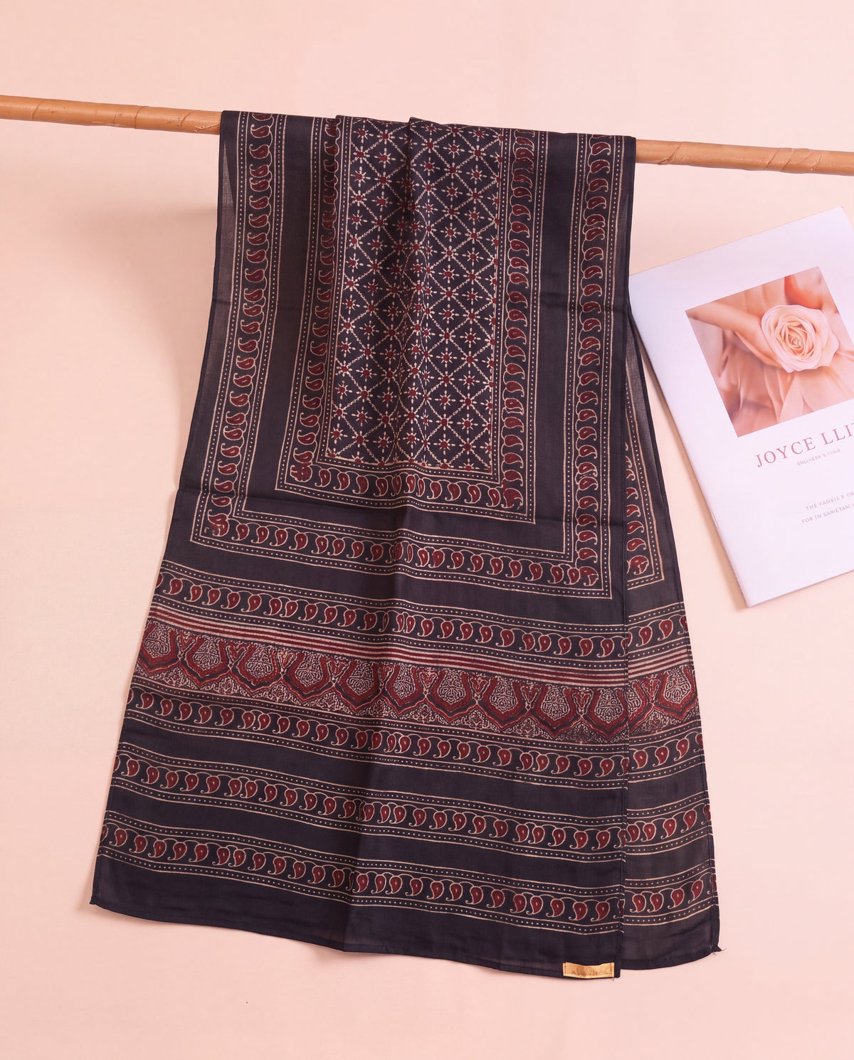 Silk Stole Hand Block Printed