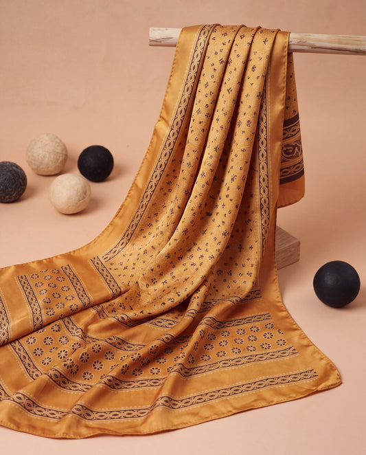Silk Stole Hand Block Printed