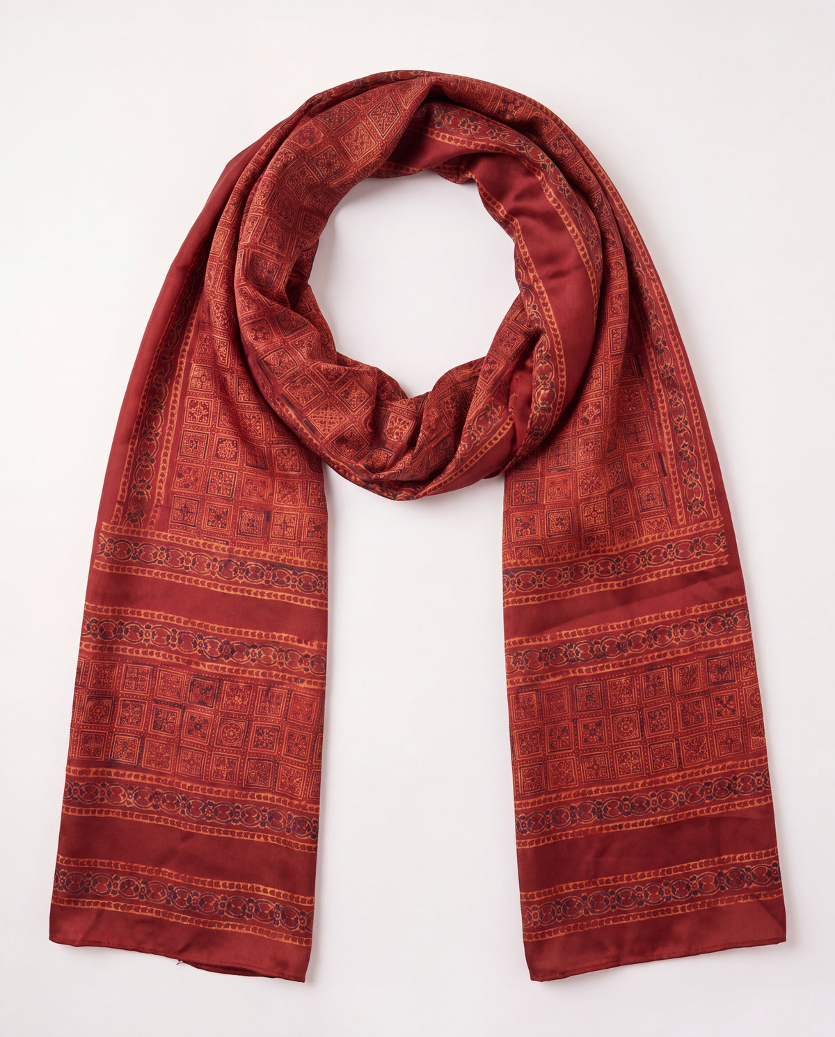 Silk Stole Hand Block Printed