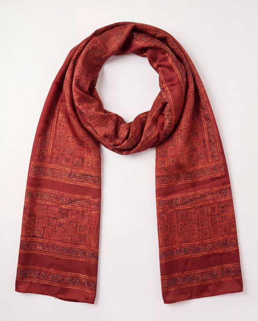 Silk Stole Hand Block Printed