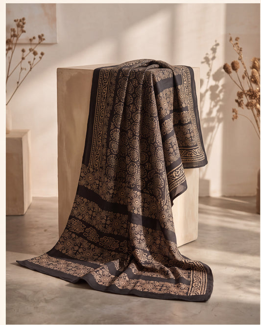 Silk Stole Hand Block Printed