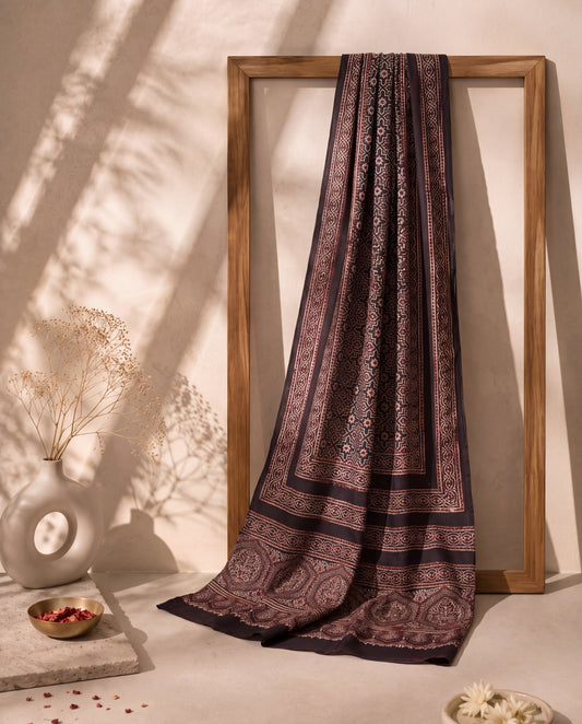 Silk Stole Hand Block Printed