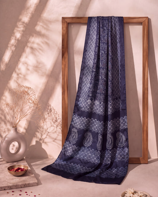 Silk Stole Hand Block Printed