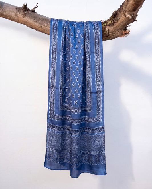Silk Stole Hand Block Printed