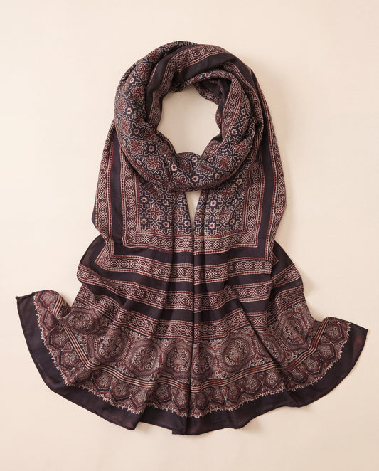 Silk Stole Hand Block Printed