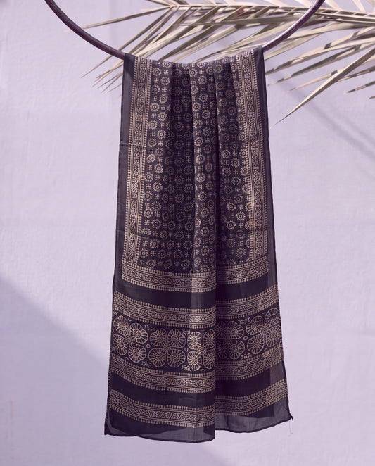 Silk Stole Hand Block Printed