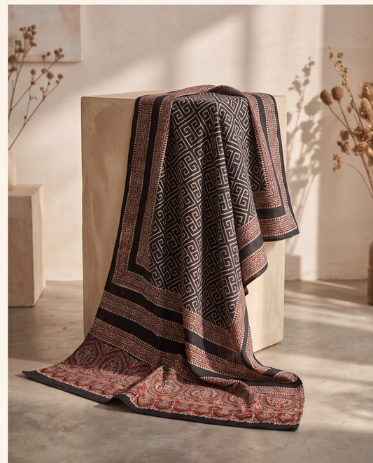 Silk Stole Hand Block Printed