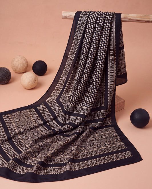 Silk Stole Hand Block Printed