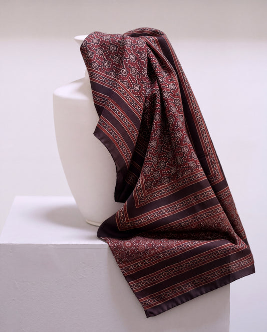 Silk Stole Hand Block Printed