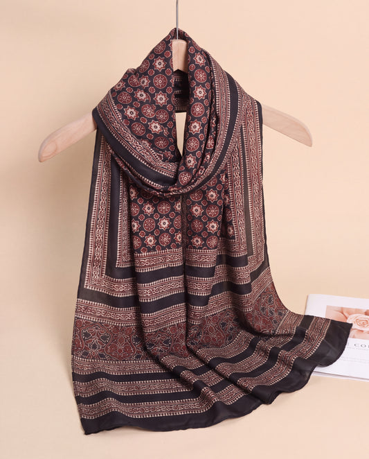 Silk Stole Hand Block Printed