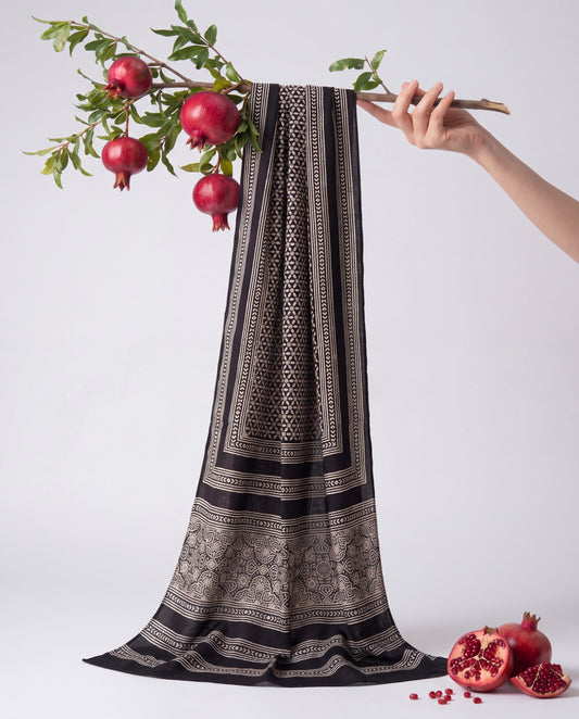 Silk Stole Hand Block Printed