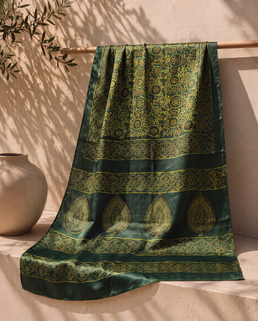 Silk Stole Hand Block Printed