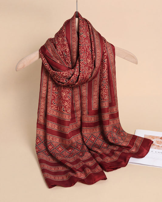 Silk Stole Hand Block Printed