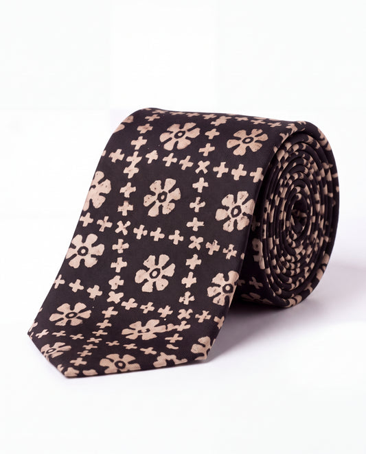 Natural Dye Silk Necktie Rustic Mosaic