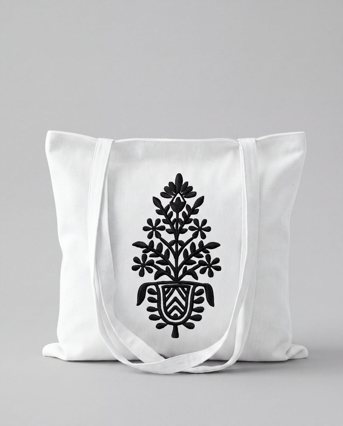 Folk Floral Vase Art Tote Bag