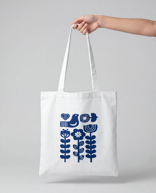 Floral & Bird Tote Bag