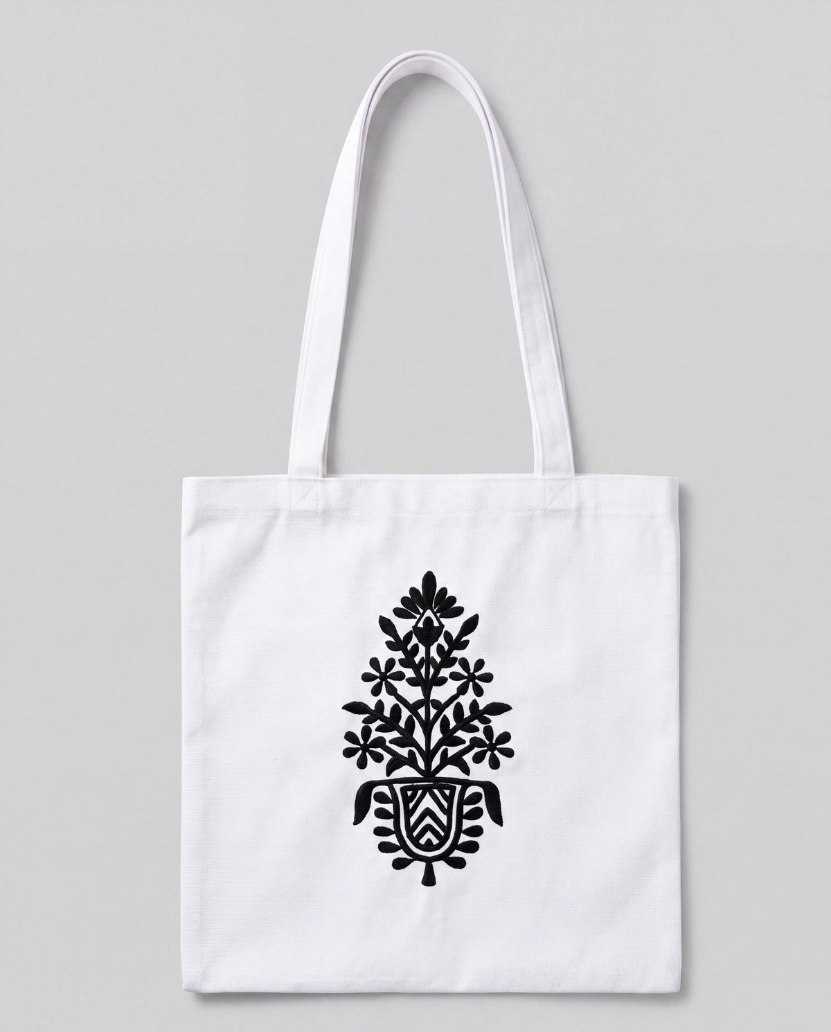 Folk Floral Vase Art Tote Bag