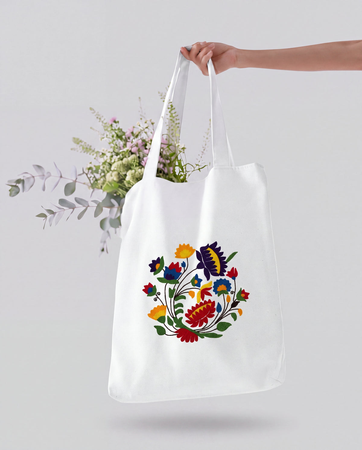 Folk Flower Art Tote Bag