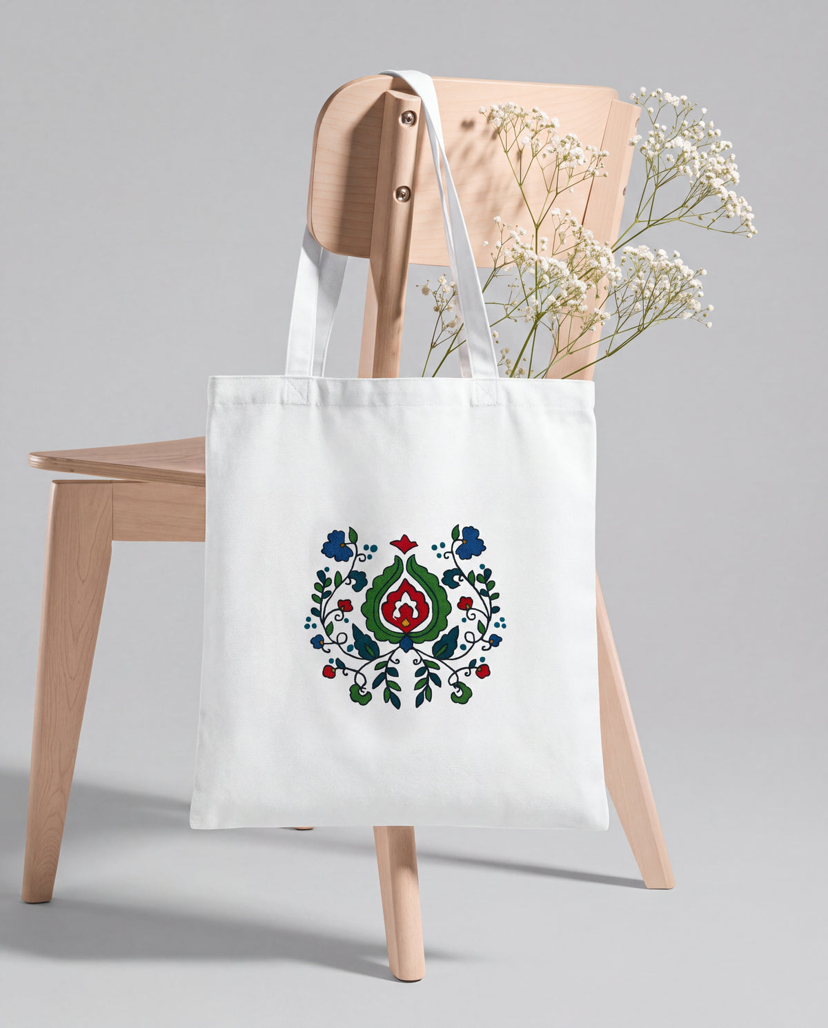 Folk Bloom Tote Bag