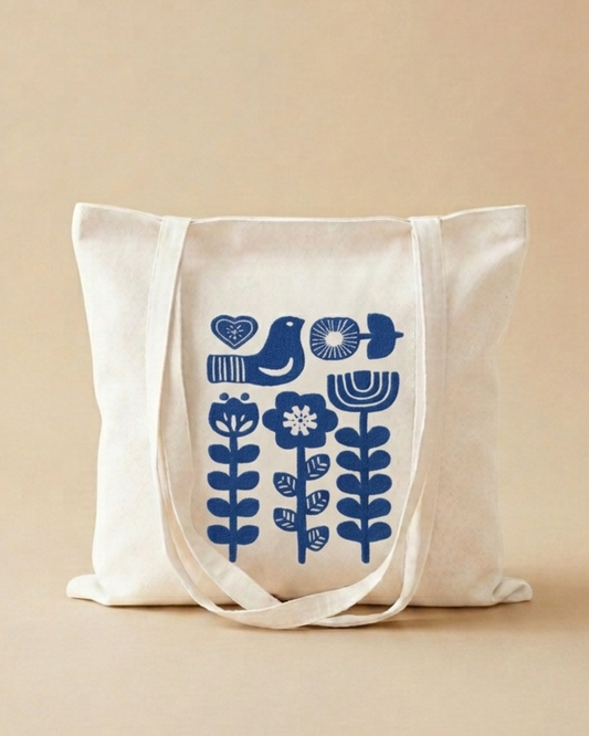 Floral & Bird Tote Bag