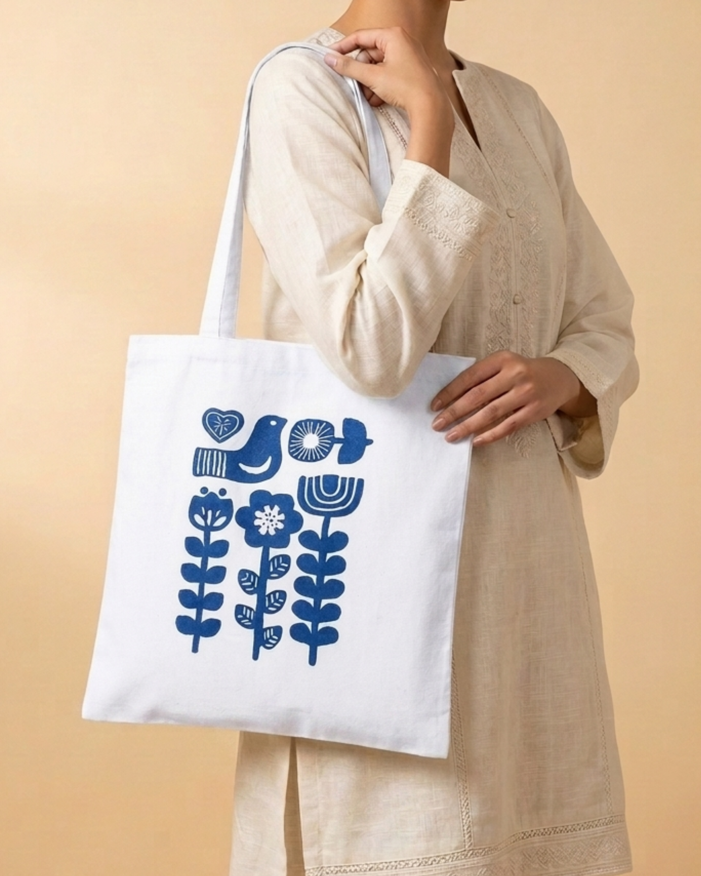 Floral & Bird Tote Bag